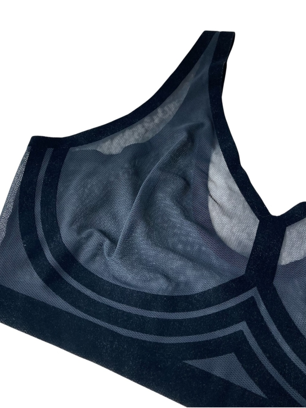EBY Sheer Mesh Unlined Full Coverage Velvet Detail Bra Bralette - Picture 5 of 8